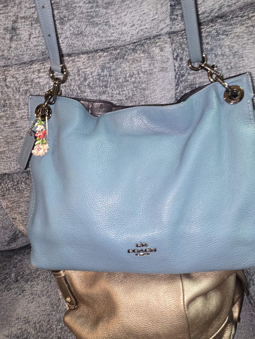 Coach Clarkson Hobo  Wedgewood Blue Pebbled Leather Shoulder Bag in Light Blue